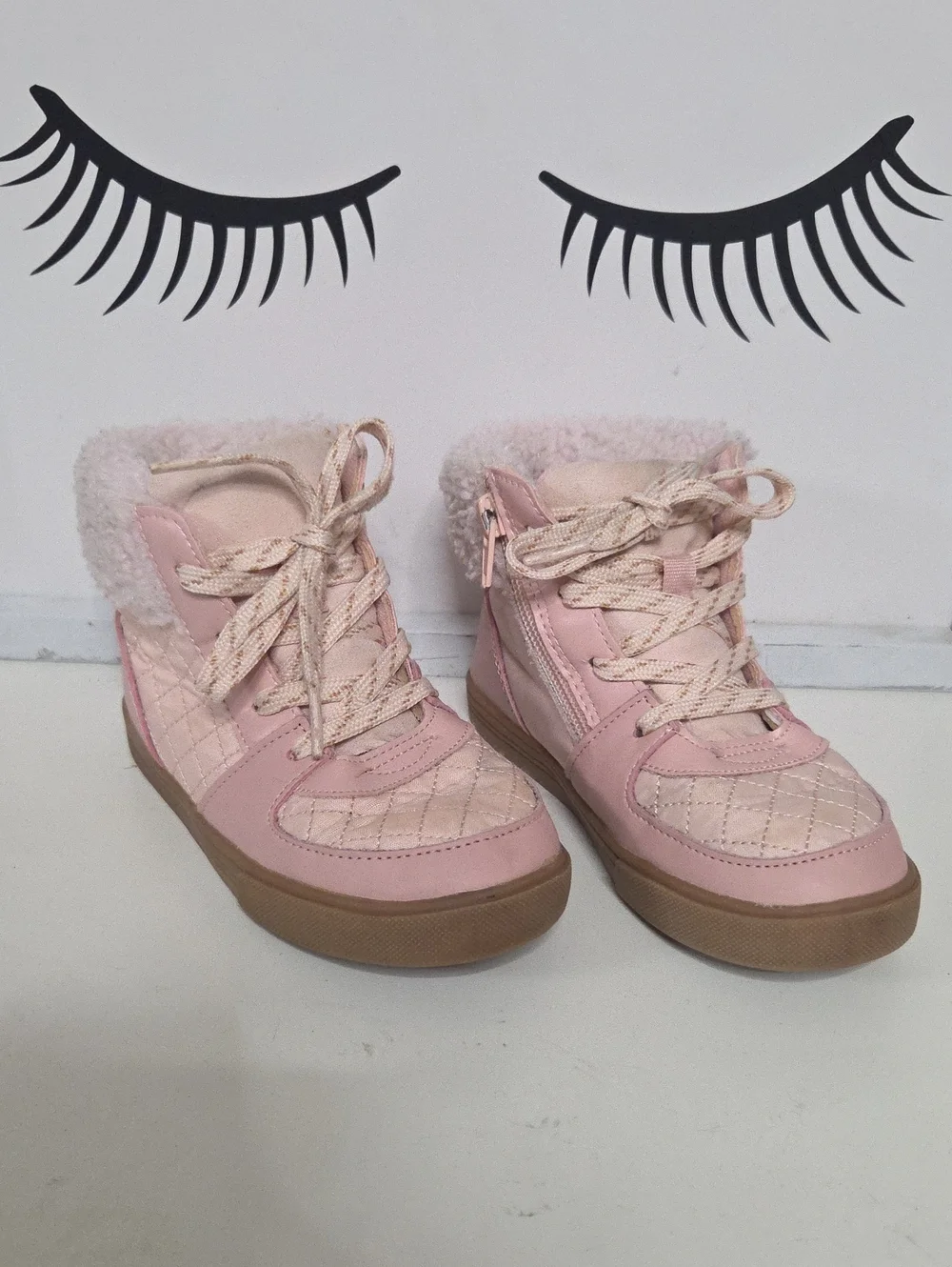 OshKosh B'gosh Pink Quilted Faux-Fur High-Top Kids Boots